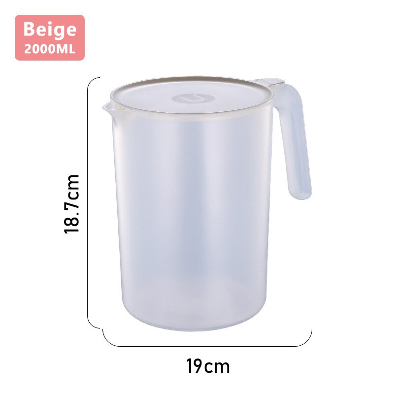 Vandflaske kande vand kande juice te kande kogefilter plastik låg med stor kapacitet 2500 ml plastik: Beige 2000ml