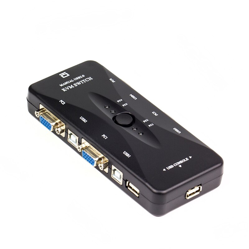 4 Poorten Kvm Switch 4 In 1 Out Vga Usb Converter Vier Computers Delen Monitor Muis Keyboard Printer Apparatuur