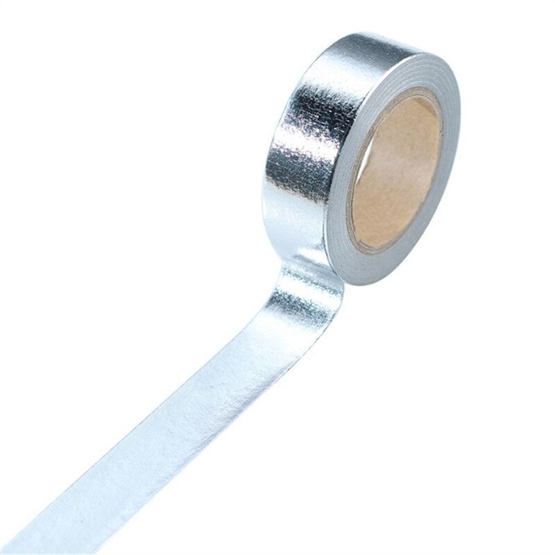 15mm*10m guld folie washi tejp silver/guld/koppar/rosa/grön färg japansk kawaii diy scrapbooking verktyg maskeringstejp