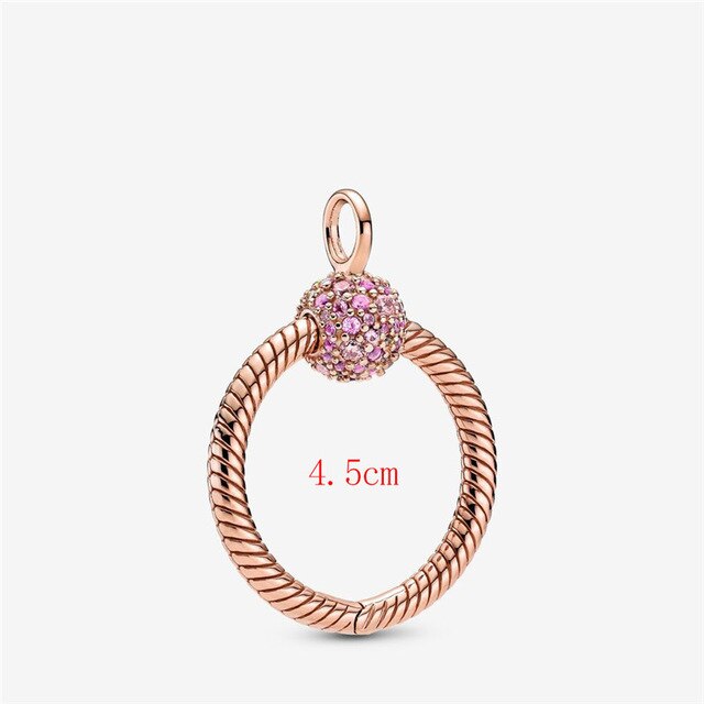 2020 nowy 925 srebro chwile małe Pave O wisiorek Charm fit oryginalny naszyjnik Pandora DIY paciorki biżuteria: PTN007-L 4.5CM