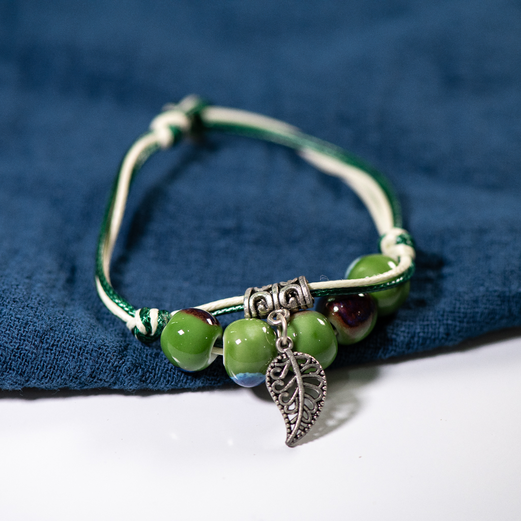 Pulsera de Cerámica con Cuentas - Cuentas Redondas - Estilo Vintage - Joyería para Mujer: Vermeil