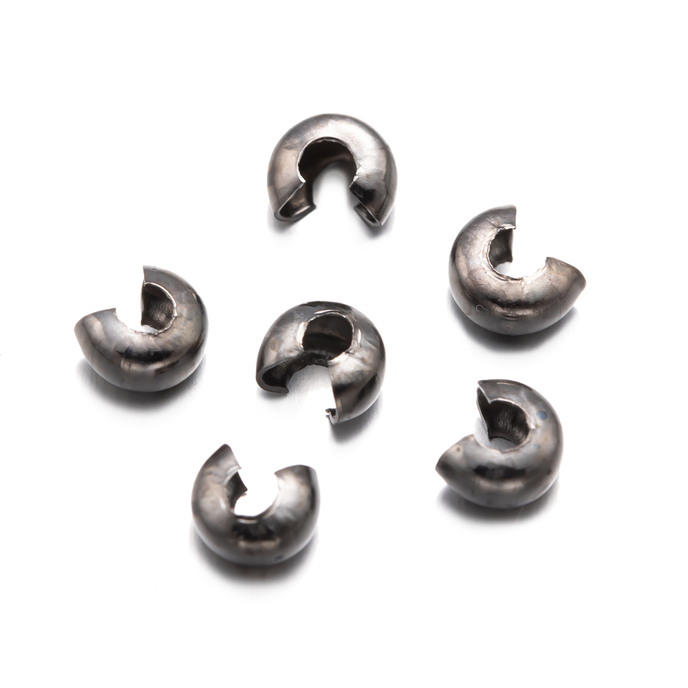 300 Stuks Krimp Kraal Covers Half Ronde Open Knoop Einde Tip Voor Diy Armband Ketting Sieraden Ambacht Levert Materiële Bevindingen: S / YELLOW