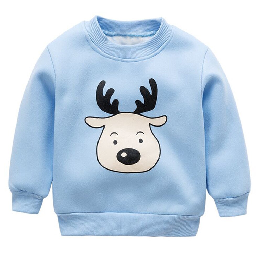 Peuter Sweatshirt Kids Meisjes Jongens Mode Herfst Winter Lange Mouw Cartoon Kerst Herten Crew Neck Tops Warme Kleding D27 #: BU / 18-24 Months