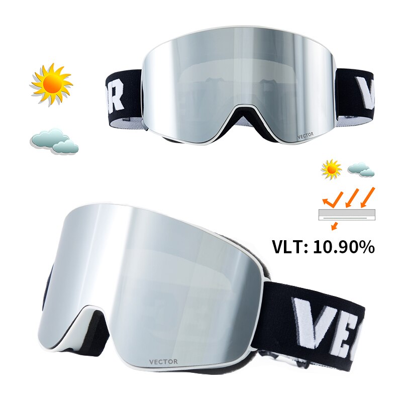 VECTOR Ski-Gafas de esquí de doble capa UV400, con protección UV antiniebla, gafas de esquí grande, gafas de Snowboard para hombre y mujer: Colour 4