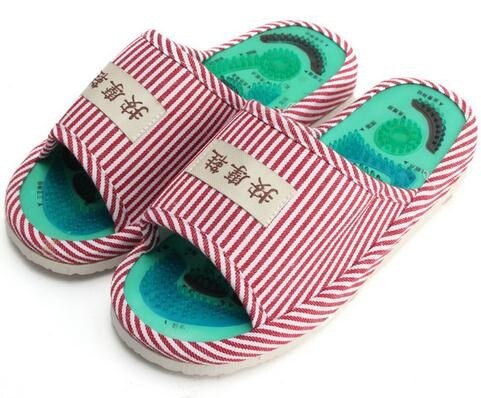 Zomer Stijl Voet Acupunt Massage Schoenen Voet Gezondheidszorg Magneet Therapie Slippers Gestreept Patroon Indoor Schoenen Voor Vrouwen & Mannen: women