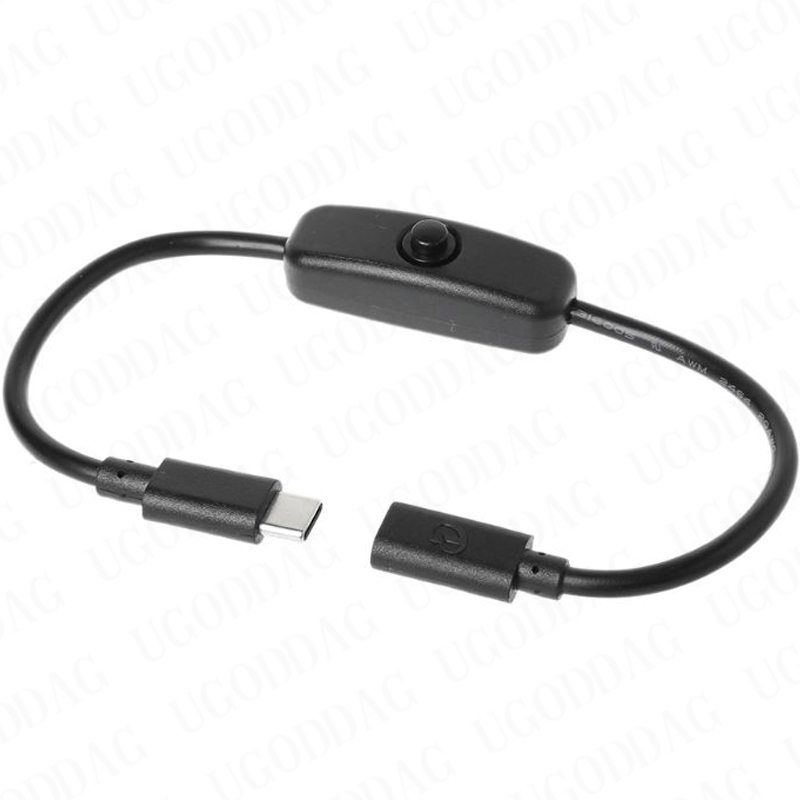 Przełącznik przewodu zapłonowego do przedłużania USB-C typu C od męskiego do żeńskiego dla zasilaczem Raspberry Pi 4 z systemem Android energia elektryczna