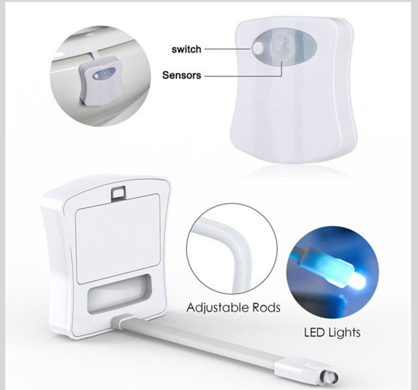 Clever Bewegung Sensor Wc Sitz Nacht Licht 8 Farben Wasserdicht Hintergrundbeleuchtung Für Wc Schüssel LED Luminaria Lampe WC Wc Licht #45