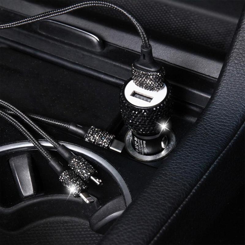 Auto 2 in 1 USB Dual Hafen Schnelle Ladung Auto Ladegerät Sicherheit Hammer Diamant Stil Dual USB Ausgang Hafen Bequem für Ladung Mobi