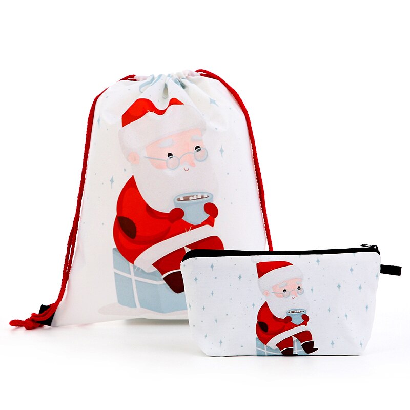 Snøringe juledress ryggsekk snøringe poser utskrift menn fritidsvesker unisex dame skulderveske polyester: Stil 8