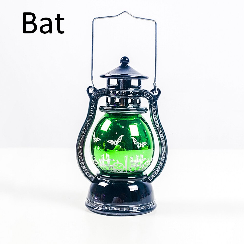 Décoration Halloween petite lampe à huile sorcière décoration petite lampe à huile rétro poney lanterne barre créative Halloween ambiance mise en page: C