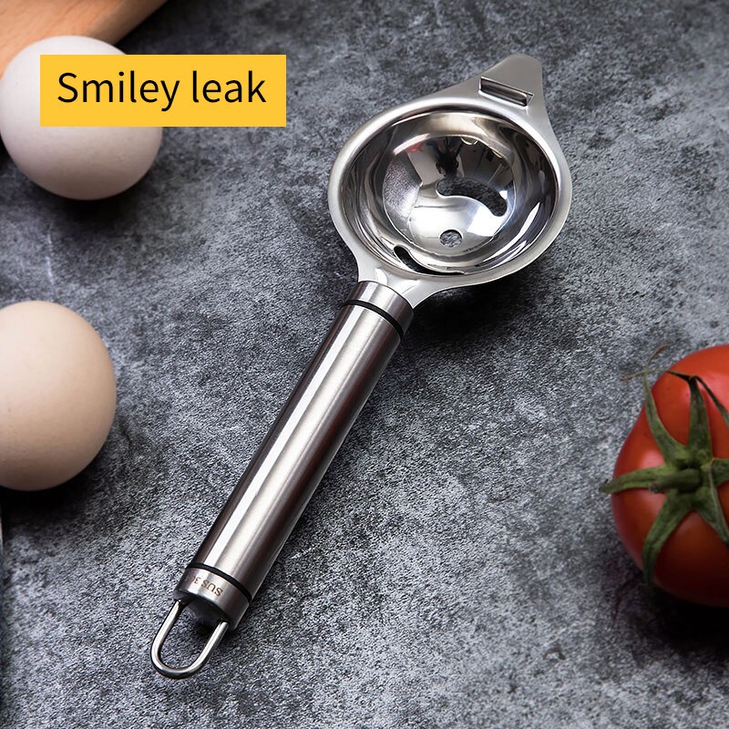 Rustfrit stål æggehvide separatorværktøjer ægblomme filter gadgets køkken tilbehør adskille tragt ske ægdeler værktøj: D