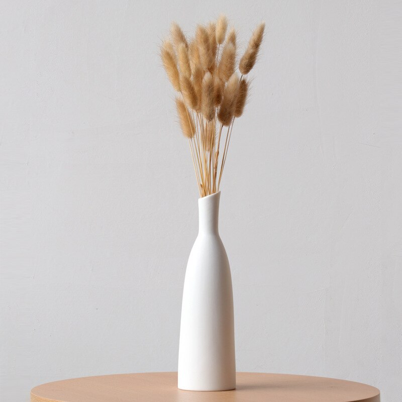 Florero de cerámica blanca para decoración del hogar, contenedor de flores para decoración de sala de estar, centro de mesa de boda moderno, 1 ud., H22cm