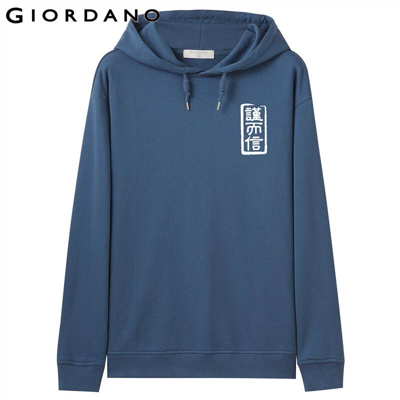 Giordano Mannen Sweatshirts Serie Gedrukt Lange Mouw Capuchon Met Trekkoord Katoen Medium Dikte Sudadera Hombre 91099643