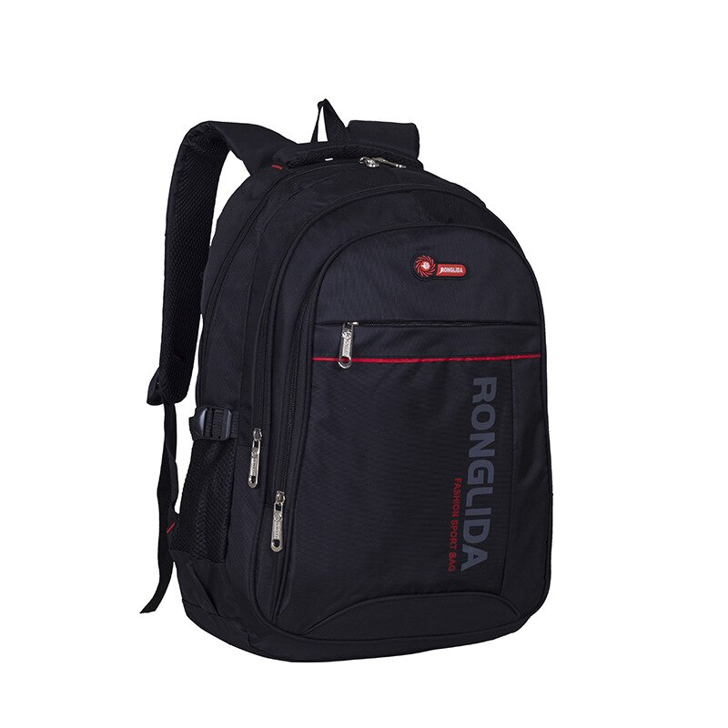 Mochila negra de Nylon de gran capacidad, mochilas escolares para estudiantes de secundaria, para hombres y adolescentes, mochila grande de estilo universitario