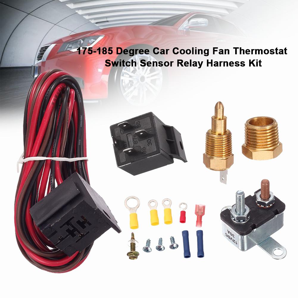 Fan Cooling Mounting Accessories Degree Car Cooling Fan Thermostat Switch Sensor Relay Harness Kit