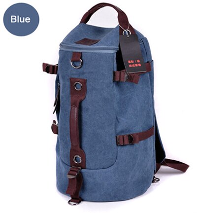 Mode Canvas heren reistas Bagage Tas Rugzak canvas mannen plunjezak overnight weekend bag schouder Tote: Blue
