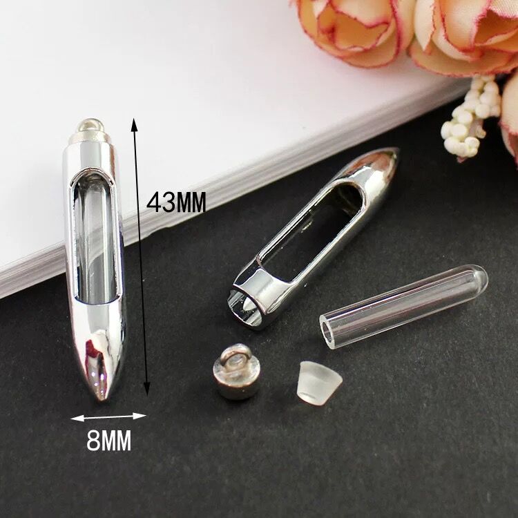 5 stücke Glas Fläschchen Anhänger Medaillon parfüm öl flasche Reize Kupfer Container wünschen Flasche Charme Name Auf Reis Kunst Schmuck: Nein7