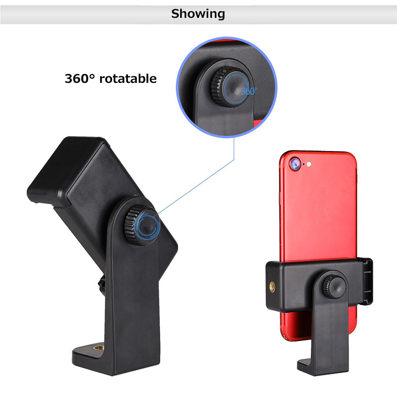 Universal Phone Tripod Mount Adapter Cell Phone Clipper Holder Vertical 360 Tripod Stand