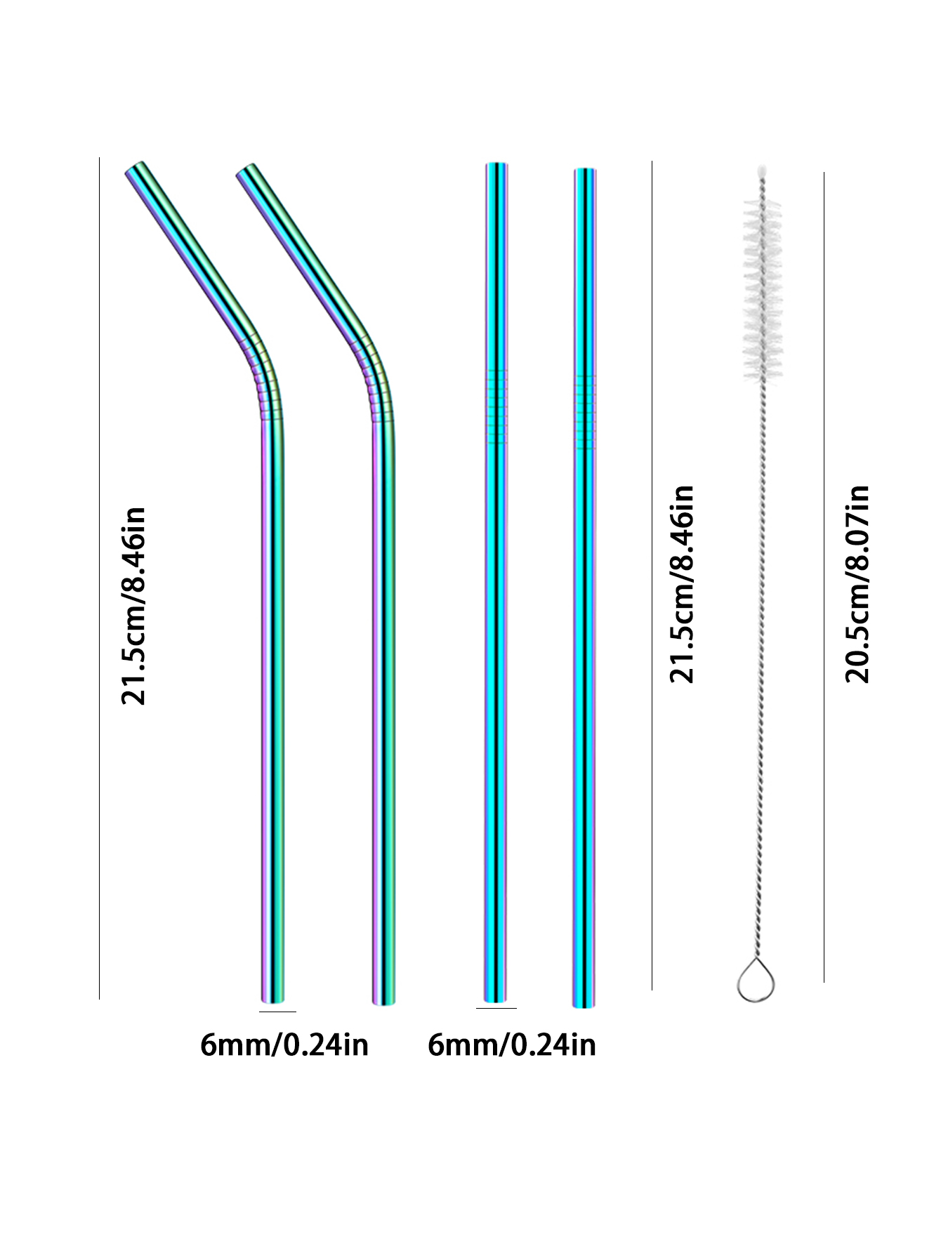 Set of 4 Stainless Steel Straws Set Eco Friendly Drinking Straw Party Favor Bar Accessory Reusable Metal Straws
