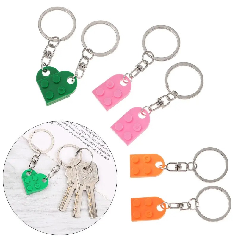 2 pièces séparable bijoux Couples amitié bloc de construction porte-clés porte-clés clé boucle coeur pendentif