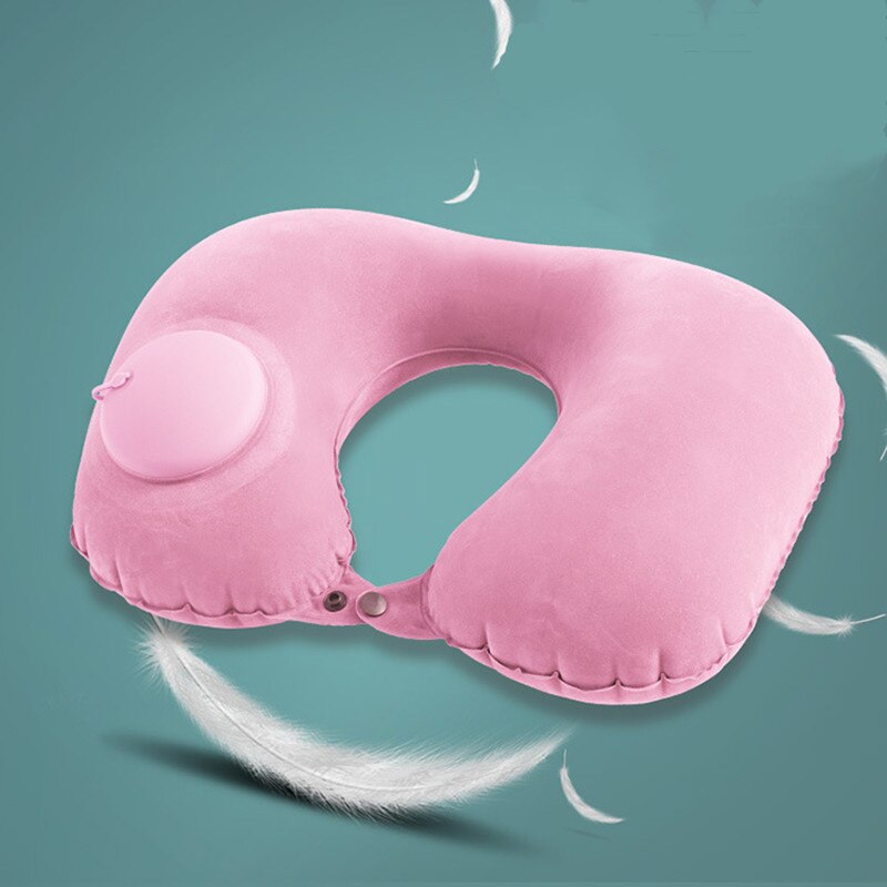 U-Shape Travel Pillow For Airplane Inflatable Neck Pillow Travel Accessories Comfortable Sleep Pillows: 02Pink