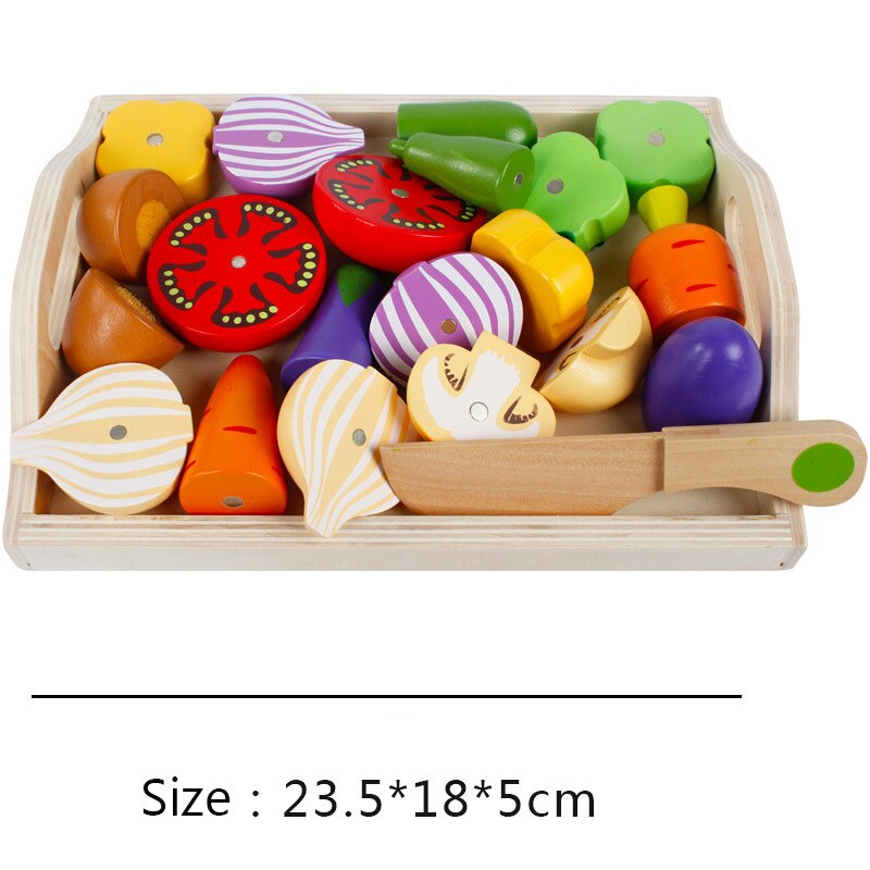 Montessori cut fruits and vegetables toys wooden classic game simulation kitchen series toys early education play house toy: F