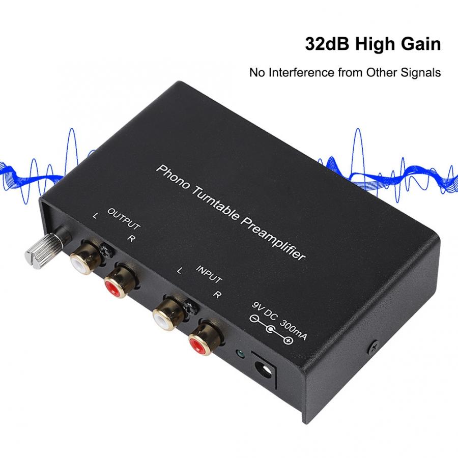 Phono Preamplifier - Dual Channel Stereo - RCA Output - Noise Cancelling Bass