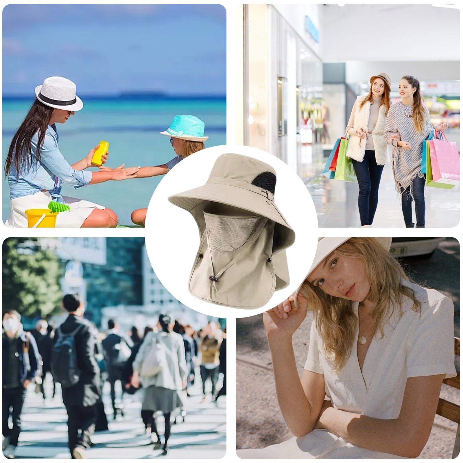 Fishing Hat Breathable Wide Brim Waterproof Sunhat Cap Sun Cap with Neck Flap for Hiking Camping Gardening Cycling Mountain