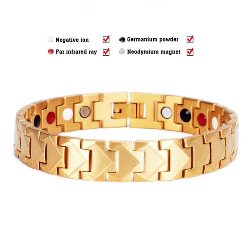 Men's Magnetic Bracelet European American Styele Magnetic Germanium Bracelet Stainless Steel Wristband Health Care Jewelry