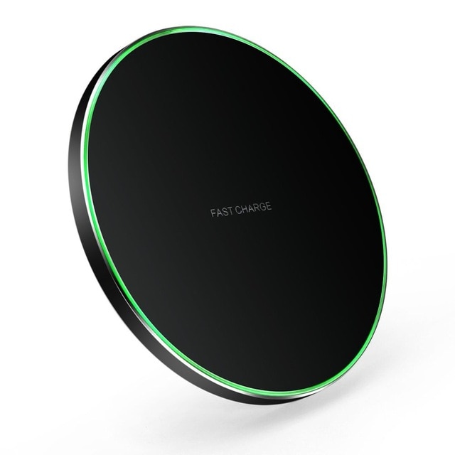 FDGAO 15W rapide Qi chargeur sans fil pour iPhone X XS Max XR 8 Plus 10W Charge rapide pour Samsung S10 S9 Note 10 Xiao mi 9: 15W  Type C Black