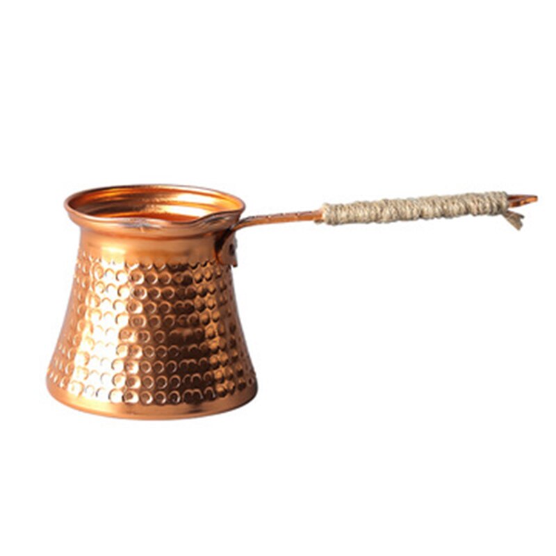 Service à thé turc à Long manche de 200ml, théière chauffante à flamme nue, théière à charbon de bois rôti, théière manuelle en cuivre, 1 pièce