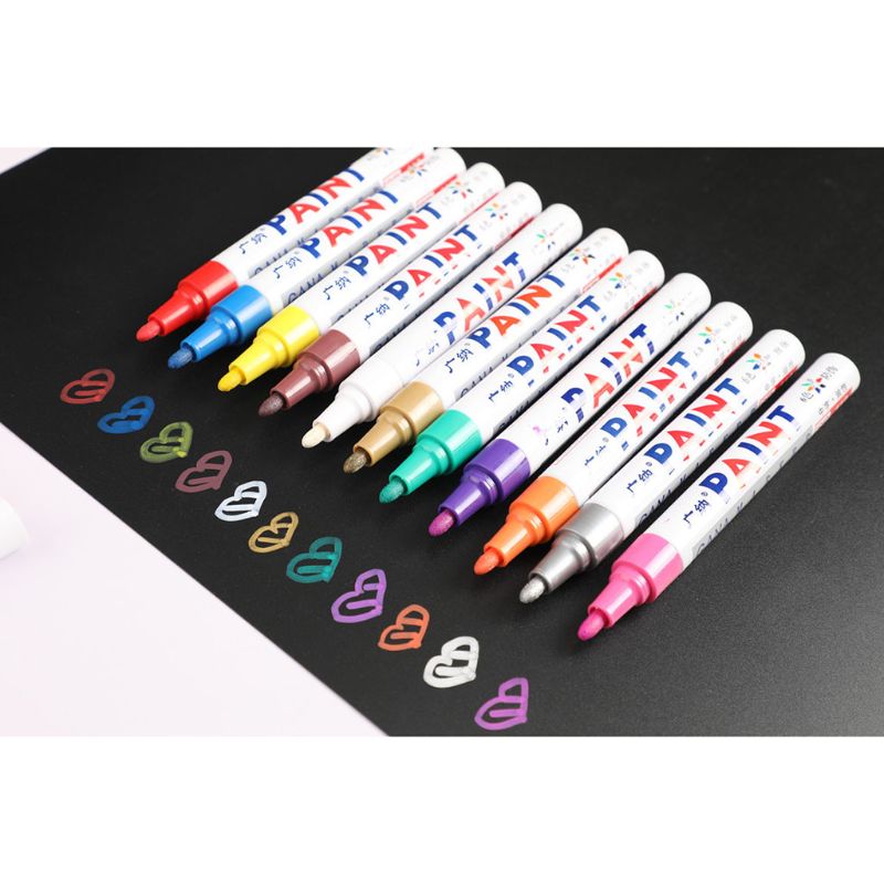 12 Stks/partij Kleurrijke Waterdichte Pen Autobanden Metal Permanente Verf Markers