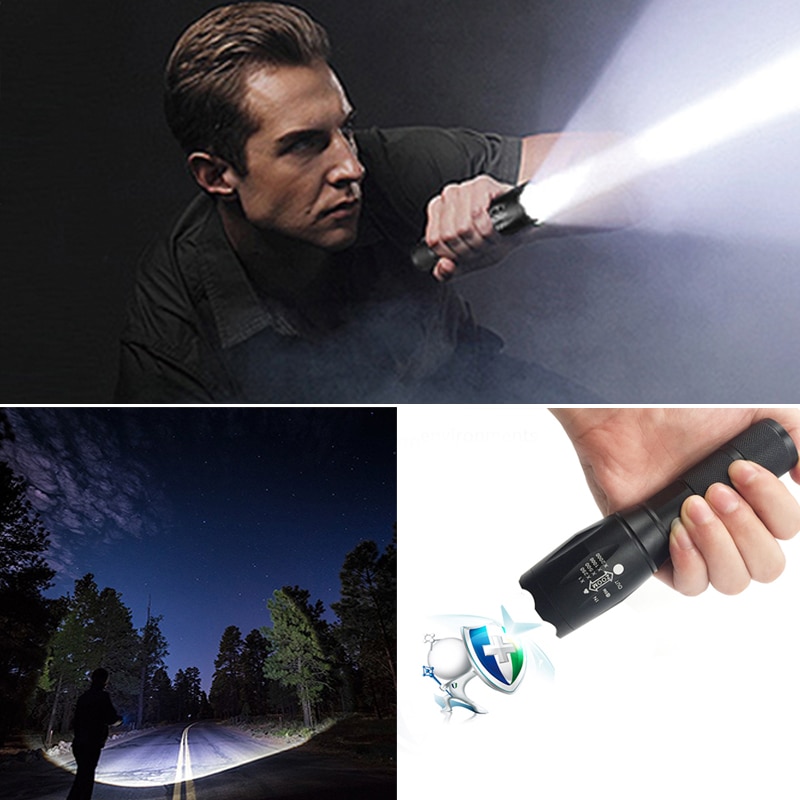 Z45 lampe de poche LED torche étanche Ultra lumineuse T6/L2/V6 zoomable 5 Modes de commutation 18650 batterie rechargeable pour le camping en plein air