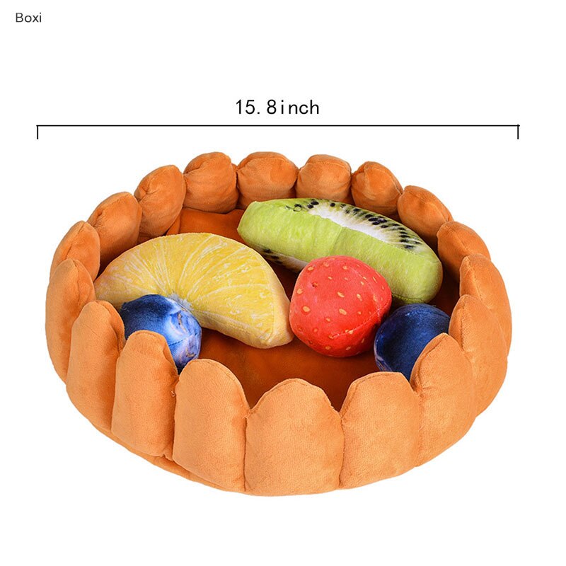 Kawaii Fruit Tart Dog Cat Bed House Cotton Cake Shaped Pet Kennel Home Funny Cute Puppy Kitten Washable Nest Winter Warm Cushion