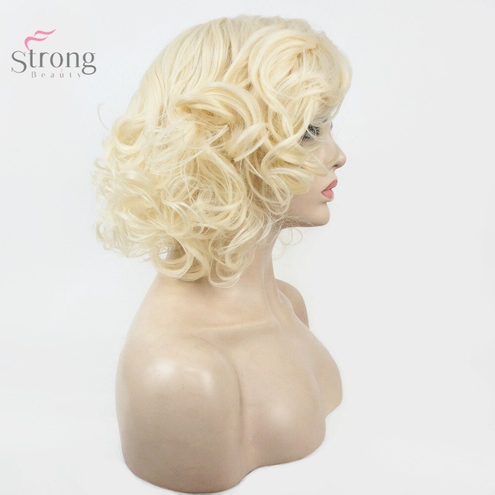 StrongBeauty vrouwen Pruik Blonde Korte Krullend Haar Synthetische Volledige Pruiken