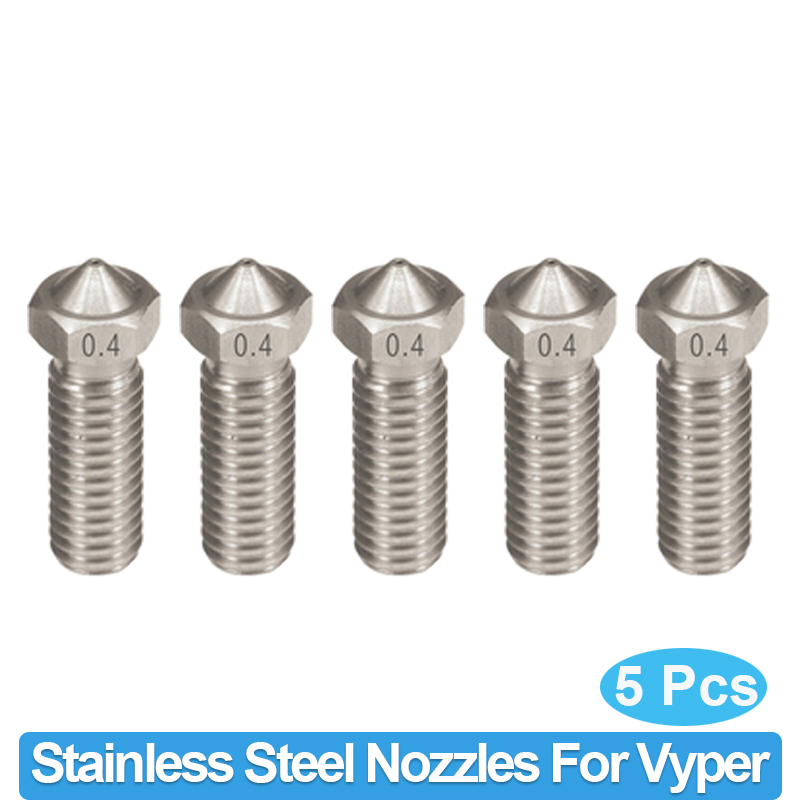 5PCS 3D Printer Volcano Nozzle Brass Nozzles For Anycubic Vyper For E3D Volcano Hotend M6 Extruder Nozzle: 5Pcs Stainless Steel