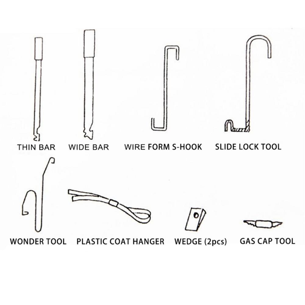 9 stks/set Auto Lock Out Nood Gereedschappen Speciale Auto Reparatie Tools Auto Deur Onderhoud Gereedschap