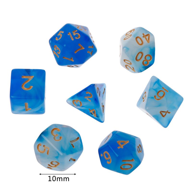 Nova 7 pçs/set Poliédrico Dados Lados D4 D6 D8 D10 D12 D20 Para Jogo De Mesa Acessórios de Entretenimento