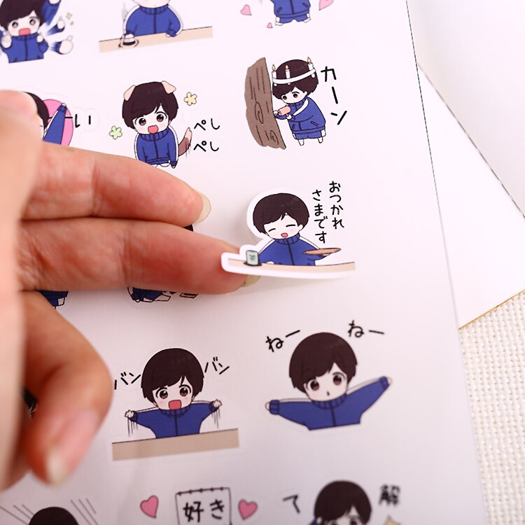 24pcs Cute character boy 2 stickers DIY Laptop StickersKids Waterproof DIY Decals Sticker for Fridge Suitcase Stationery