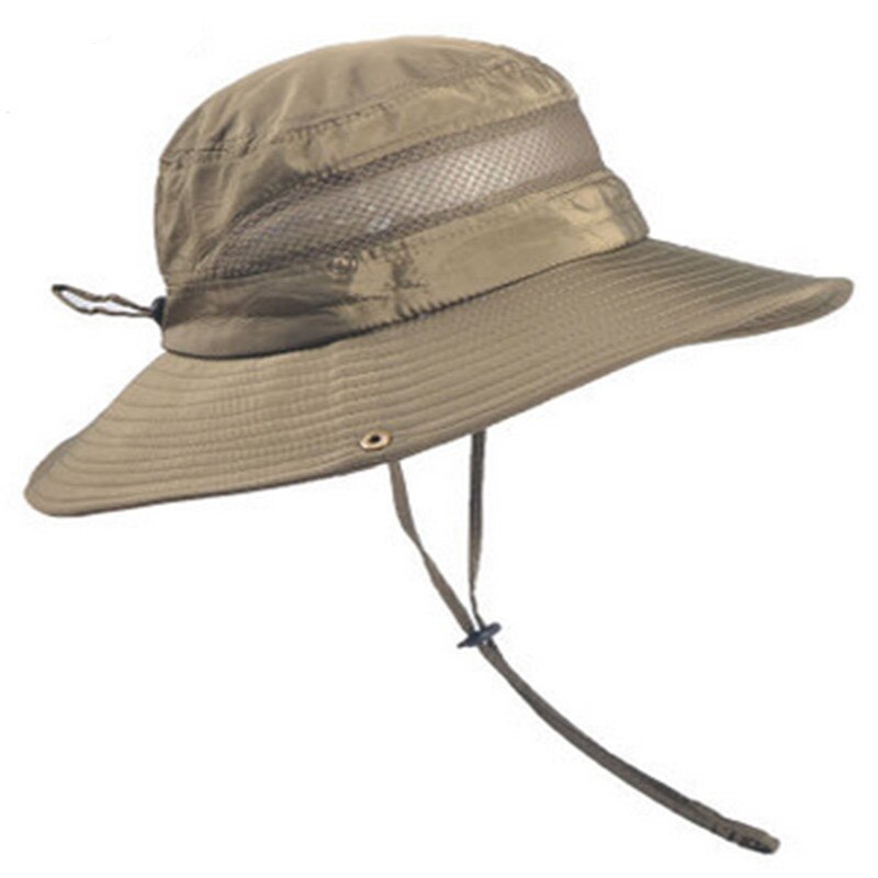 Jahrgang Cowboy Hütte Männer Gittergewebe Eimer Kappen Für Männer Sommer Kappen Breite Krempe UV Schutz Klappe Hütte Männer Ich bin Freien Atmungsaktiv Strand Kappen: Armee Grün