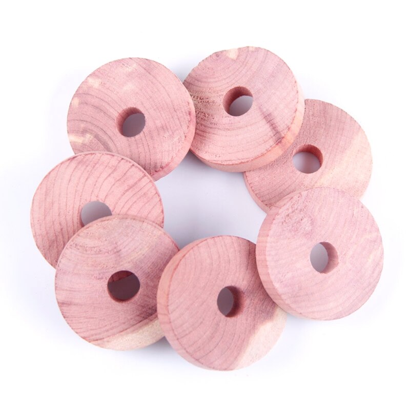 12Pcs Cederhout Blok Ronde Ring Garderobe Natuurlijke Muggenspray Motbestendig