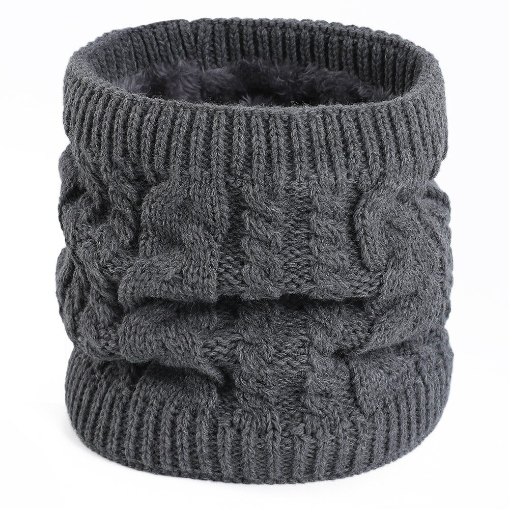 Vinterscarf för kvinnor twist ring scarf herr/kvinnor varm halsduk plus sammet tjock stickad haklappsbomull för att skydda halshaklappen: Mörkgrå