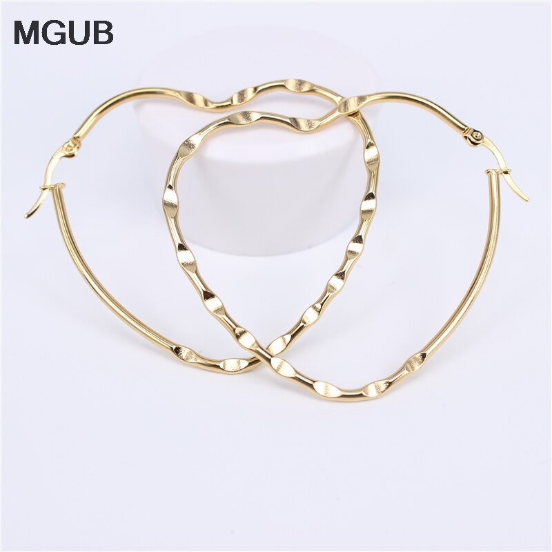 Mgub Gouden Kleur/Zilver Kleur Smooth Rvs Populaire Vrouwelijke Oor Sieraden Gladde Reflecterende Vliegtuig Eenvoudige Opknoping Ring LH154