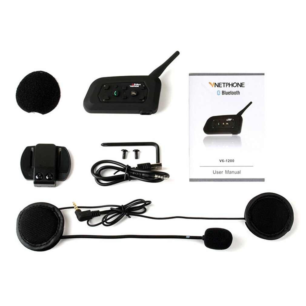 V6-1200 High-speed Protocol Bluetooth Motorcycle Helmet Headset and Interphone Long-distance Transmission