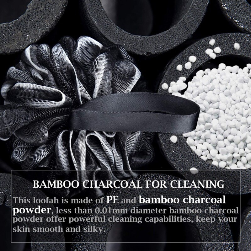 Bambou charbon bain boule bain fleur bain luffa éponge douche Pouf corps épurateur balle maille Pouf bain éponge facile à utiliser