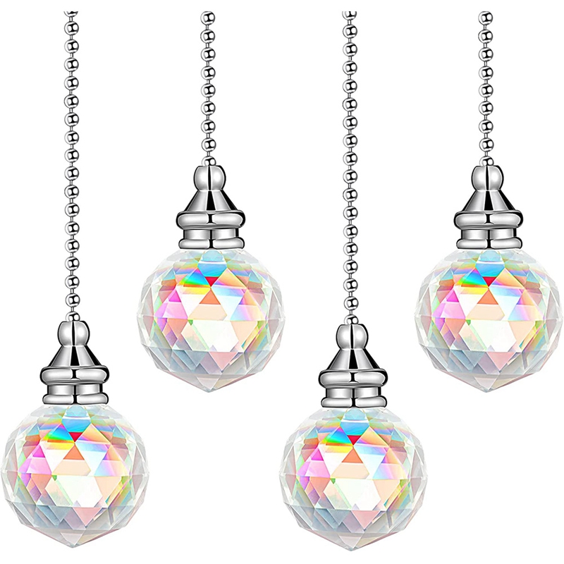 4 Pieces Artificial Crystal Pendant Ceiling Fan Pull Chain Ceiling Fan Chain Extender for Ceiling Light Fan Desk Lamp: Default Title
