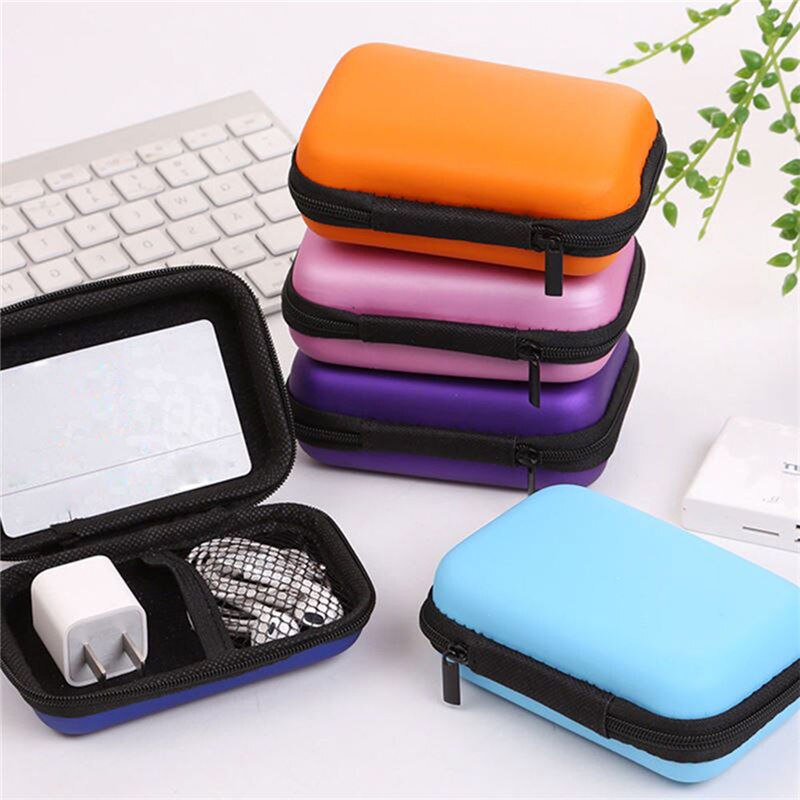 Draagbare Case Voor Case Hoofdtelefoon Mini Ritssluiting Ronde Opslag Harde Tas Vierkante Headset Doos Voor Reizen Kleine Opslag Object