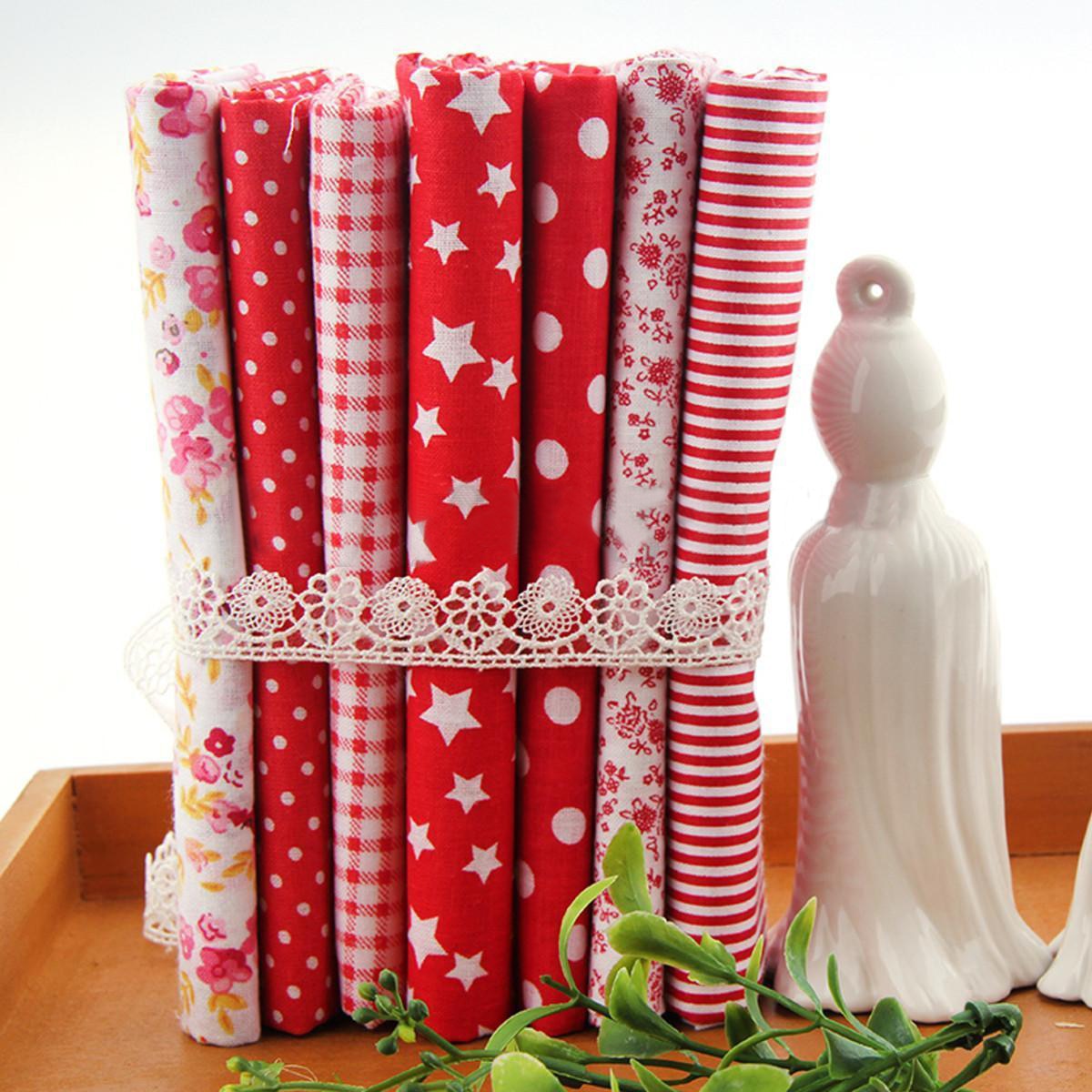 7pcs/SET 25*25cm DIY Assorted Pre-Cut Plain 100% Cotton Quilt Cloths Fabrics For Sewing