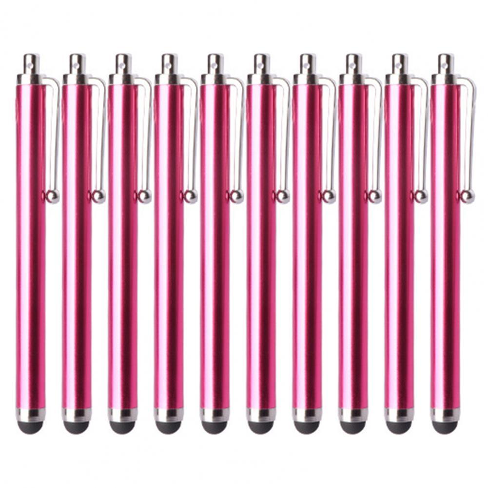10Pcs Cell Phone Pen Universal Metal Touch Screen Pen Stylus Pens for Ipad Apple Samsung Tablet All Capacitive Screen with Clip: Rose Red