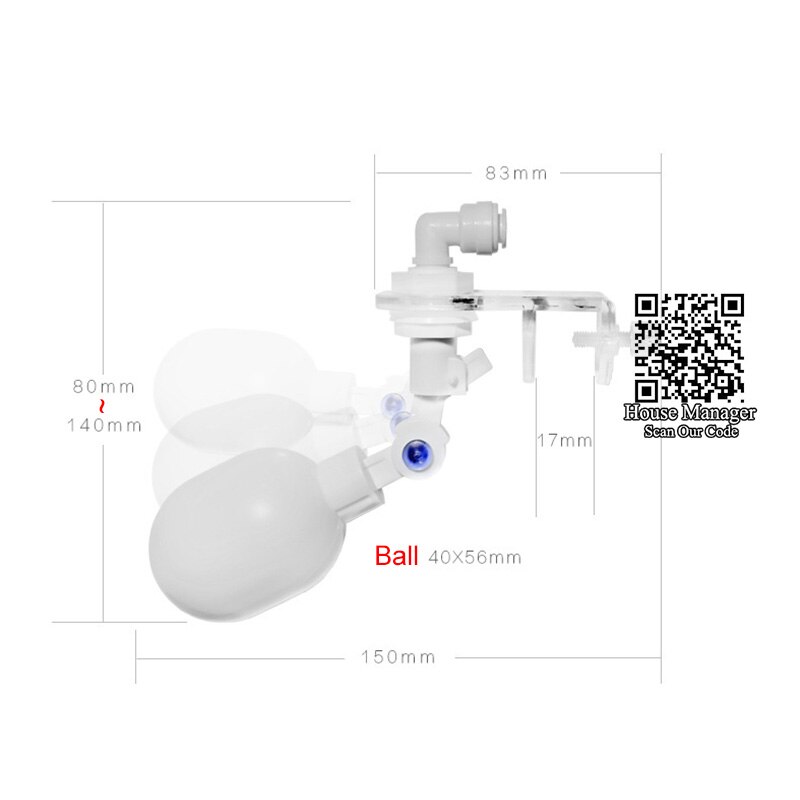 Acuario válvula de agua automática flotante bola de agua de control de agua para el tanque de pescados de agua de reposición de válvula de 2 vías